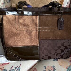 Coach Brown Patchwork Leather Tote